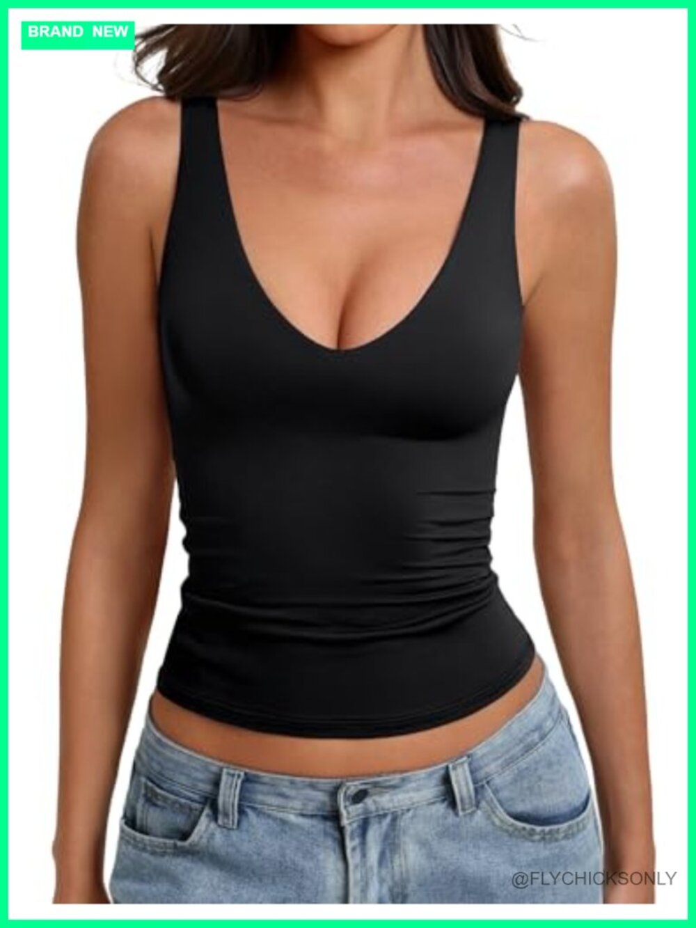 Avidlove Deep V Neck Double Lined Plunge Tank Top Slim Fit Summer Cami